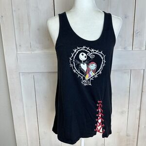 DISNEY PARKS WOMEN'S NIGHTMARE BEFORE CHRISTMAS JACK AND SALLY BLACK TANK‎ TOP L